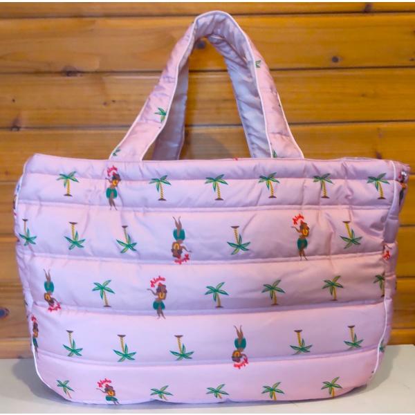 ハワイアン中綿ビッグトートバッグ　レッスンバッグ　旅行　マザーバッグにも