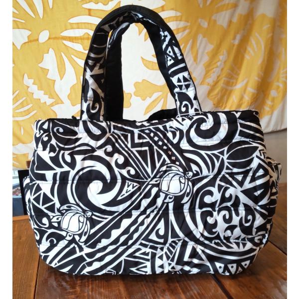 ハワイアン中綿ビッグトートバッグ　レッスンバッグ　旅行　マザーバッグにも