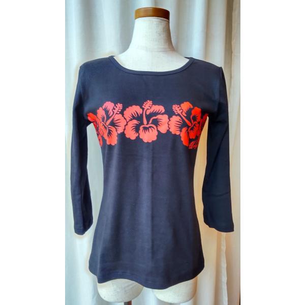 七分袖ストレッチTシャツ　フラのレッスンにも