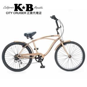 自転車 24KB-6SPEED マットグレー レインボー ビーチクルーザー 24