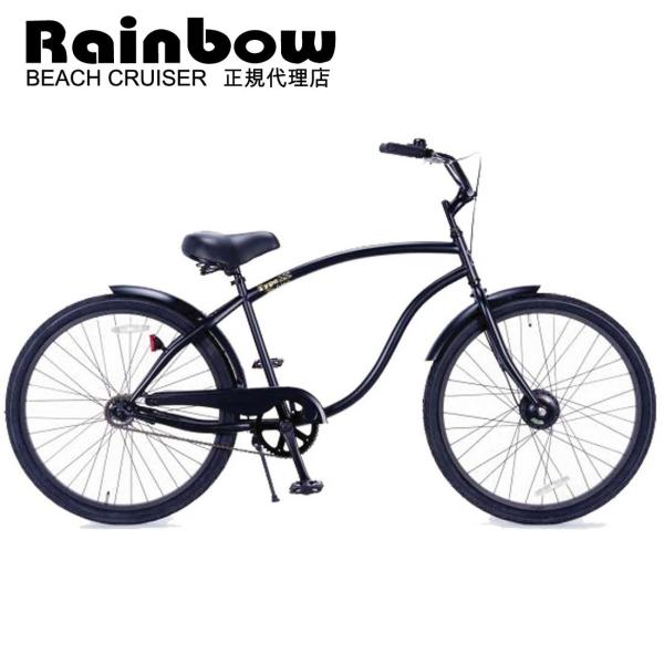 自転車 RAINBOW TYPE-X 26"CRUISER マットブラック×ブラックリム レインボー...