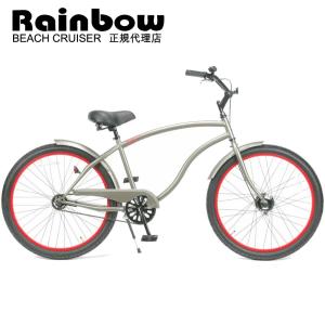 自転車 RAINBOW TYPE-X 26CRUISER マットグレー×レッドリム