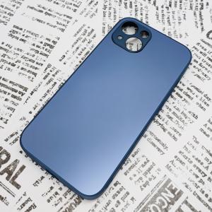 iPhone 13 ガラス背面シリコンケース [27]ブルー