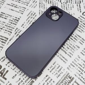 iPhone 14 ガラス背面シリコンケース [23]ダークパープル
