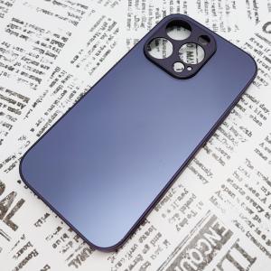 iPhone 14Pro ガラス背面シリコンケース [23]ダークパープル