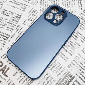 iPhone 14Pro ガラス背面シリコンケース [27]ブルー