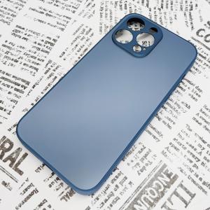 iPhone 14ProMax ガラス背面シリコンケース [27]ブルー