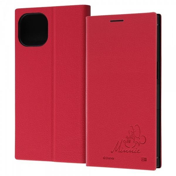 iPhone 13 ディズニー 耐衝撃手帳型レザーケースサイドマグネット ミニーマウス