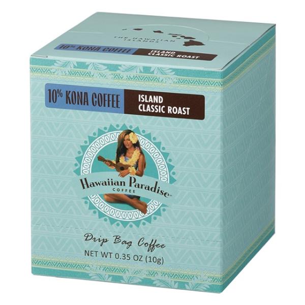 【10袋入】ハワイアンパラダイスコーヒー 10％コナ アイランドクラシックロースト 10g×10袋 ...