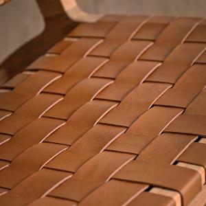 本革 チーク無垢材 ローチェア 木製 レザー ...の詳細画像2