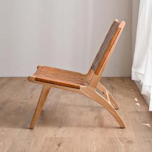 本革 チーク無垢材 ローチェア 木製 レザー ...の詳細画像5