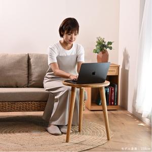 サイドテーブル 机 台 木製 チーク無垢 ナチ...の詳細画像2
