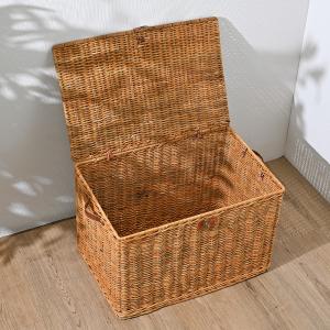 ラタン製バスケット 籐 ラタン バスケット ボックス 小物入れ 収納ケース フタ付き