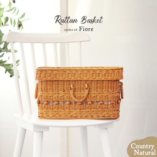 ラタンバスケット 蓋付き 籐かご かわいい 収納 内布付  母の日 父の日 敬老の日 GK808HN...