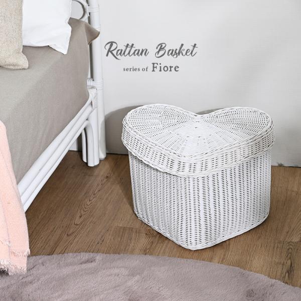 ハート型 ラタンバスケット 蓋付き 籐かご かわいい 収納 GK901WW 爆買