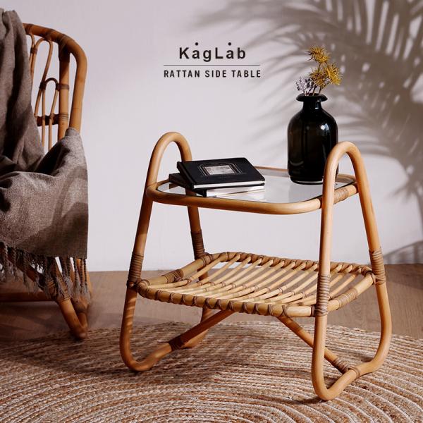サイドテーブル おしゃれ ガラス ラタン 北欧 アジアン 家具 軽い T115MX 爆買