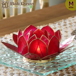 アジアン雑貨バリ雑貨　ロータスキャンドルホルダー　レッド