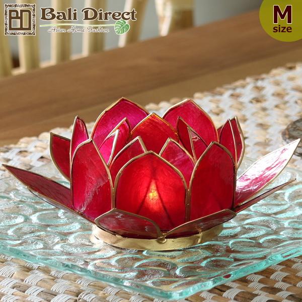 アジアン雑貨バリ雑貨　ロータスキャンドルホルダー　レッド Mサイズ　 爆買