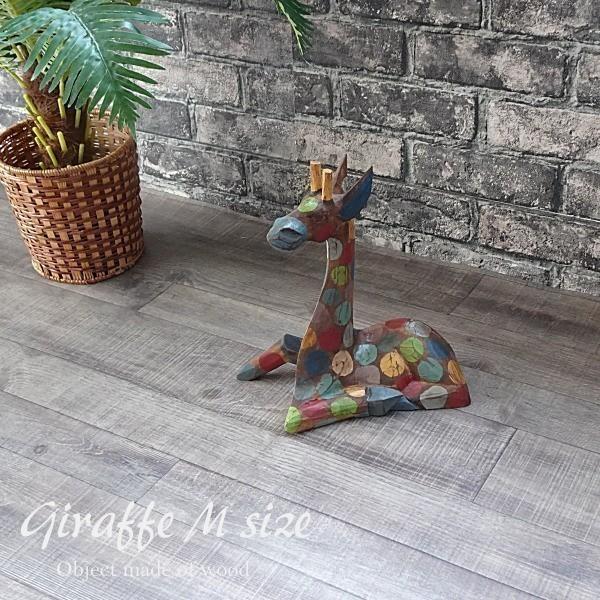 キリン 置物 オブジェ アジアン 雑貨 バリ 木製 Mサイズ １個 Z070712F 爆買