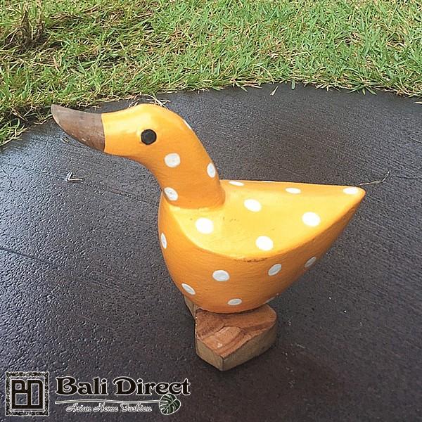 アジアン雑貨 イエロー ドットアヒル 木製オブジェ 爆買