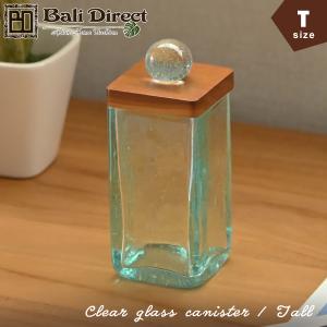 アジアン雑貨 バリ ガラスケース コットンボックス クリアガラス