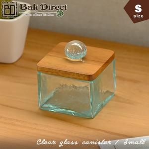 アジアン雑貨 バリ ガラスケース コットンボックス クリアガラス