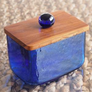 アジアン雑貨 バリ ガラスケース コットンケース クリアガラス