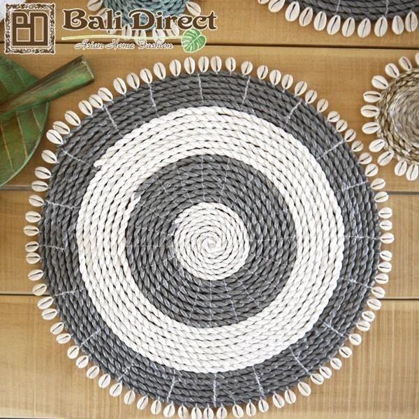 アウトレット ランチョンマット おしゃれ アジアン 雑貨 バリ 白＆グレー １枚 Z190806F【...