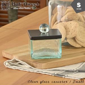 チークのフタ付ガラスケース クリア ブラック Sサイズ