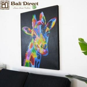 アウトレット ドットアート パネル バリ絵画 モダン 70×90cm 壁掛け 鹿
