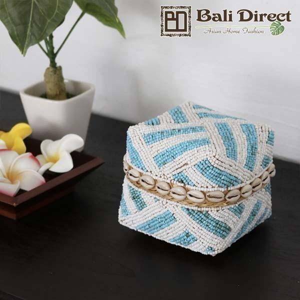 アウトレット かご 収納 バスケット ビーズ バンブー  ソカシ ブルー Sサイズ Z920414E...