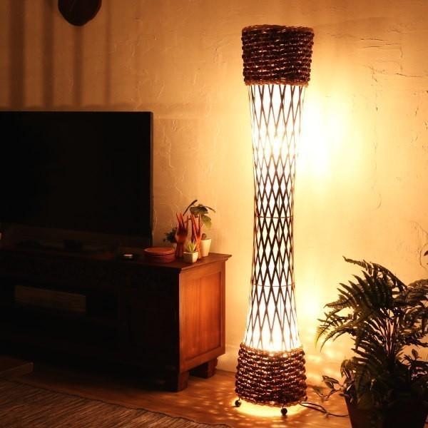 アジアン雑貨 バリ 照明 フロアスタンドライト 間接照明 バナナリーフ＆バンブー アクビィ Z940...