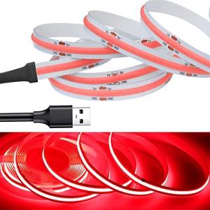 LEKE COB テープライトLEDストリップライトフレキシブル 高密度 LEDテープライト 1m 320LEDs/m 赤色光 DC5V 180°発光