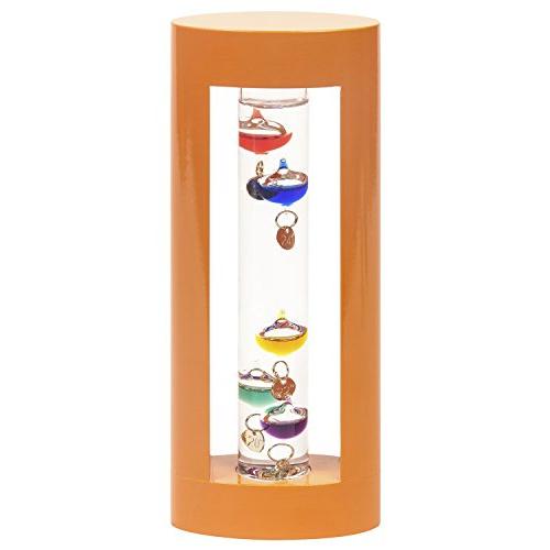 アイシー ガリレオ温度計 木枠オレンジ18