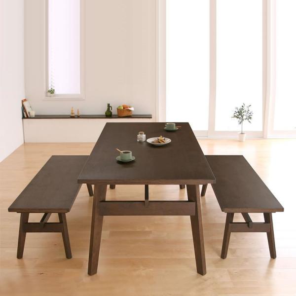 ソファダイニング 3点セット(テーブル+ベンチ2脚) W160 天然木北欧スタイル