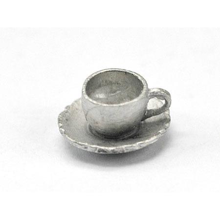 12分の1サイズ　カップ＆ソーサーキット・デミタスサイズ　英国製・ホワイトメタル　ドールハウス