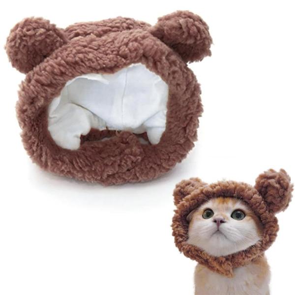 猫服 かぶりもの 帽子 猫 熊コスプレ帽子 ペット帽子 コスプレ仮装 体重2〜4.5kgの猫に適して...