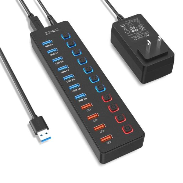 USBハブ JESWO USB3.0 ハブ 電源付き 11ポート USB HUB USB3.0ポート...