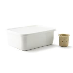 ちょっとぬか漬け容器 (NK-201) 琺瑯 保存容器 角型 深型 ホワイト ぬか漬け 漬物 野菜 ...