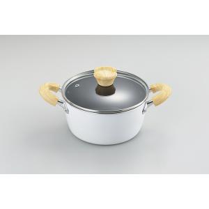 ナチュラプラス IH対応両手鍋20cm(NRP-06) ソースポット  ダイヤモンドふっ素加工 ホワ...