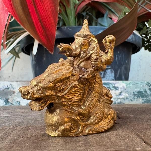 ガネーシャ 置物 真鍮  ヒンドゥー オブジェ 開運 ブラス インド 神様 龍 ドラゴン
