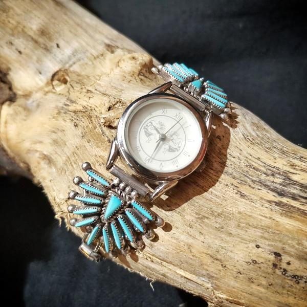 インディアンジュエリー リストウォッチ　ターコイズ 　シルバー925 ホールマーク 一点物 Indi...