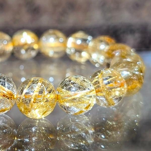ルチルクオーツ ブレスレット 12mm玉　 パワーストーン 風水 希少 レア 高品質