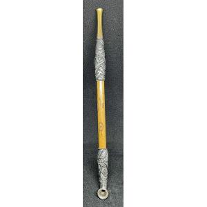 銀煙管肉彫口金波 【喫煙具・きせる】の詳細画像4