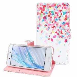 AQUOS R2 ケース 手帳型 花びら かわいい 耐衝撃 カード カバー スタンド スマホケース アクオス アールツー