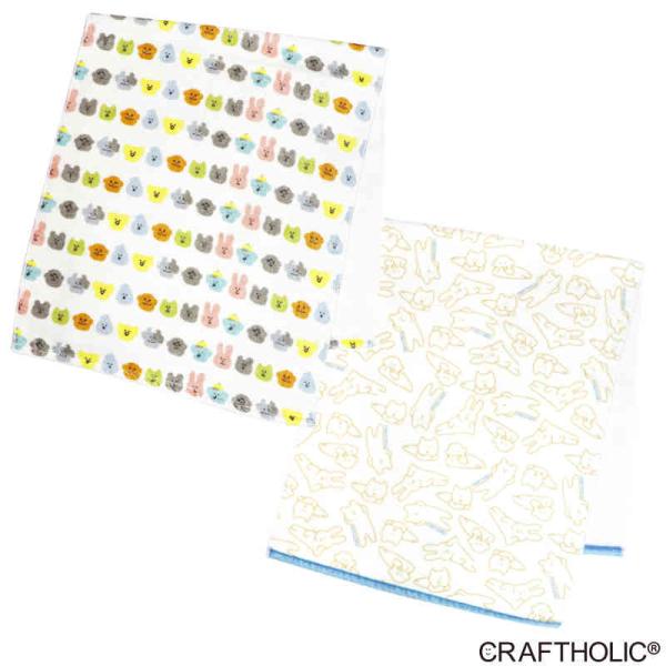 クラフトホリック(CRAFTHOLIC)  フェイスタオル（総柄プリント） 34×80cm