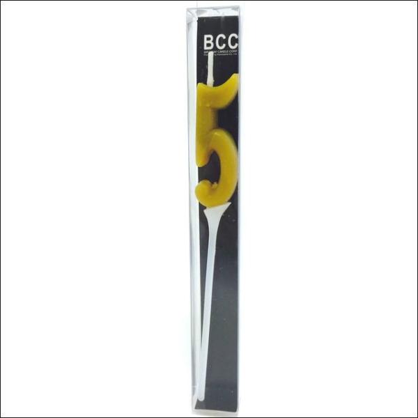 ナンバーキャンドル ミニ 5番 バースデー スリム おしゃれ 誕生日 ダークイエロー 数字 ろうそく...