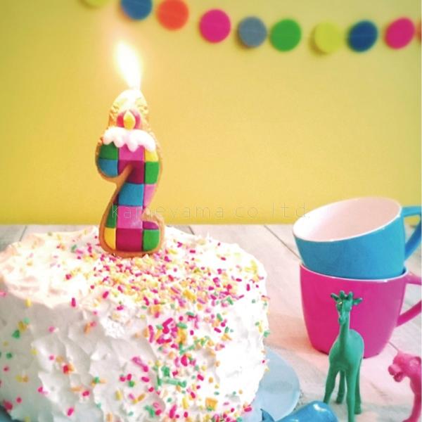 2番 クッキーナンバーキャンドル ブロック 2歳 一歳 お誕生日 アイシングクッキー カメヤマキャン...