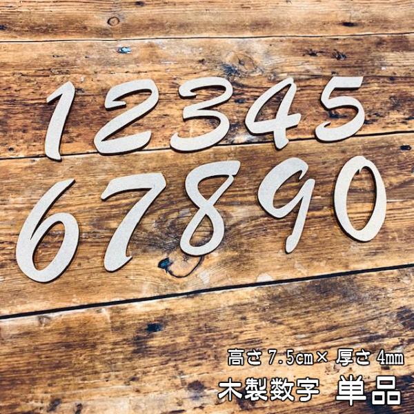 木製 数字 0〜9 ハイフン 単品 高さ7.5cm 大サイズ レターバナー ウッドバナー 小さい w...