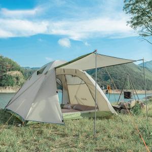 ２〜4人用 テント ダブルレイヤー 雨に強い UVカット 紫外線防止 キャンプ テント 3WAY使用 防虫対策(メッシュ窓付き) 専用収納袋付属